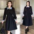 实拍【两件套】大码微胖mm短款外套上衣女百褶a字吊带连衣裙子