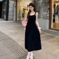 实拍 大码女装法式黑色吊带裙连衣裙高级感微胖mm显瘦遮肉长裙