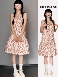 高级感碎花吊带连衣裙子女夏季2025新款小个子显瘦宽松设计感