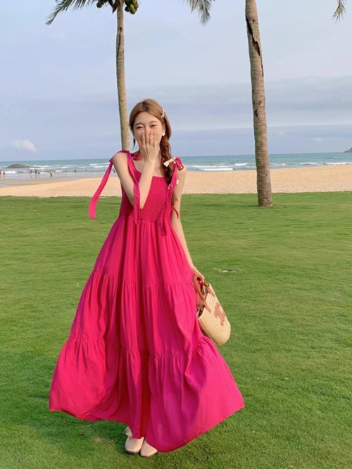 胖mm辣妹性感度假风大码吊带长裙子新款甜美抹胸型小清新连衣裙
