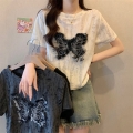原版破洞布 独特别致破洞宽松短袖T恤女夏设计感小众短款上