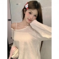 MR 【原版面料 亚麻棉】蝴蝶结长袖T恤女甜美慵懒风宽松防晒