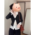 MR【原版做法】法式正肩假两件衬衫女秋季感长袖衬衣遮肉显瘦上