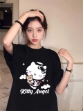 高品质纯棉200克精梳紧密100%棉宽松短袖t恤女