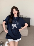 高品质纯棉200克精梳紧密100%棉宽松短袖t恤女