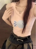 【包肩包领】夏日多巴胺穿搭无袖t恤美式短款辣妹修身显瘦小背心