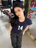 【1*1纯棉 常规款】印花正肩常规短袖 高弹力新款夏季修身显