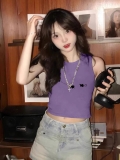 【包肩包领】夏日多巴胺穿搭无袖t恤美式短款辣妹修身显瘦小背心